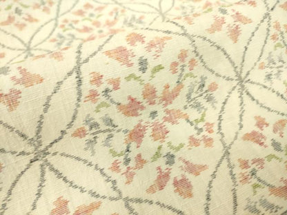 平和屋着物▽上質な紬 単衣 洋花文 正絹 逸品 DAAS0722az