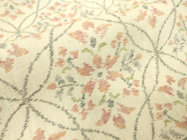 平和屋着物▽上質な紬 単衣 洋花文 正絹 逸品 DAAS0722az