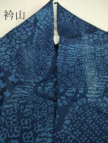 平和屋着物▽上質な小紋 単衣 藍 樹林風景文 正絹 逸品 DAAS0726az