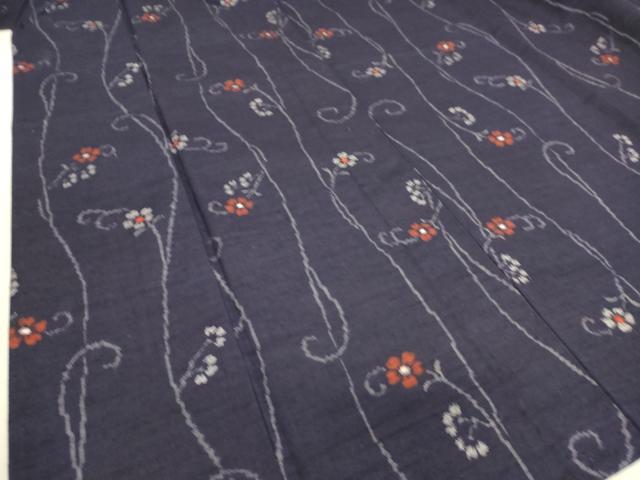 平和屋着物▽上質な紬 単衣 花唐草文 正絹 逸品 DAAS0727az