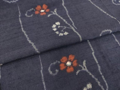 平和屋着物▽上質な紬 単衣 花唐草文 正絹 逸品 DAAS0727az