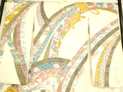 平和屋着物▽豪華振袖 単衣 駒刺繍 束ね熨斗鳳凰花文 金彩 正絹 逸品 DAAS0733az