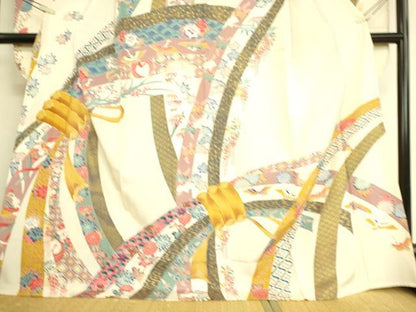 平和屋着物▽豪華振袖 単衣 駒刺繍 束ね熨斗鳳凰花文 金彩 正絹 逸品 DAAS0733az