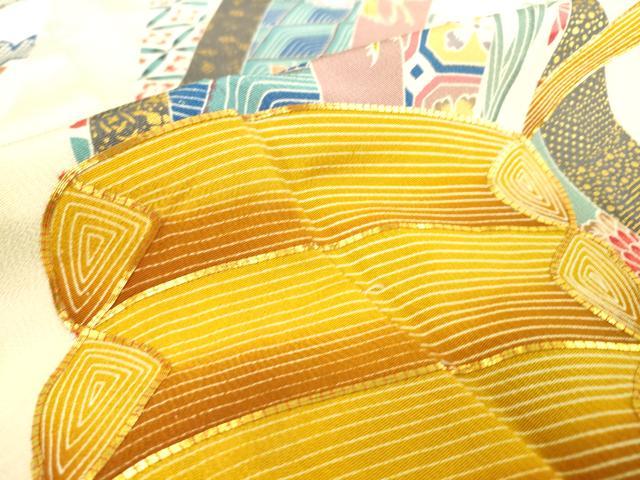 平和屋着物▽豪華振袖 単衣 駒刺繍 束ね熨斗鳳凰花文 金彩 正絹 逸品 DAAS0733az