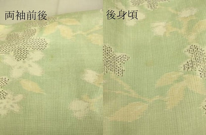 平和屋着物▽上質な紬 単衣 草花文 正絹 逸品 DAAS0740az