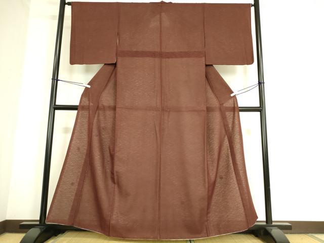 平和屋着物▽色留訪問着 無双 紗袷 紋紗×紗 葡萄茶色 正絹 逸品 DAAS0745az