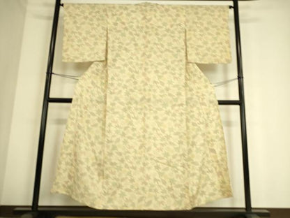平和屋着物▽本塩沢 単衣 舞葉文 正絹 逸品 DAAS0749az