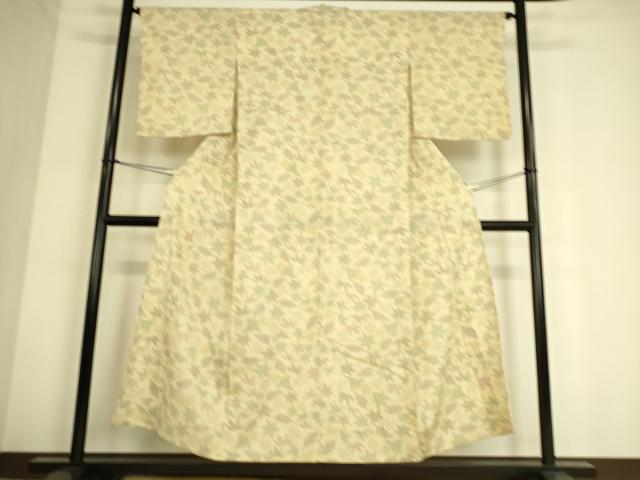 平和屋着物▽本塩沢 単衣 舞葉文 正絹 逸品 DAAS0749az
