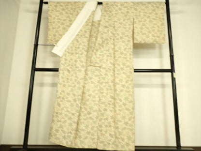 平和屋着物▽本塩沢 単衣 舞葉文 正絹 逸品 DAAS0749az