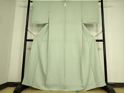 平和屋着物▽上質な色無地 単衣 紋意匠 裏葉柳色 正絹 逸品 DAAS0752az