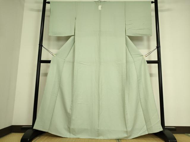平和屋着物▽上質な色無地 単衣 紋意匠 裏葉柳色 正絹 逸品 DAAS0752az