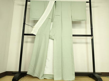 平和屋着物▽上質な色無地 単衣 紋意匠 裏葉柳色 正絹 逸品 DAAS0752az