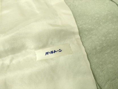 平和屋着物▽上質な色無地 単衣 紋意匠 裏葉柳色 正絹 逸品 DAAS0752az
