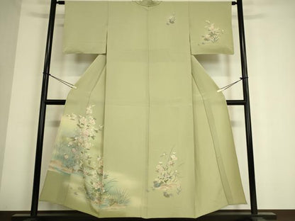 平和屋着物▽訪問着 単衣 草花文 暈し染め 金彩 正絹 逸品 DAAS0754az