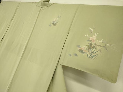 平和屋着物▽訪問着 単衣 草花文 暈し染め 金彩 正絹 逸品 DAAS0754az