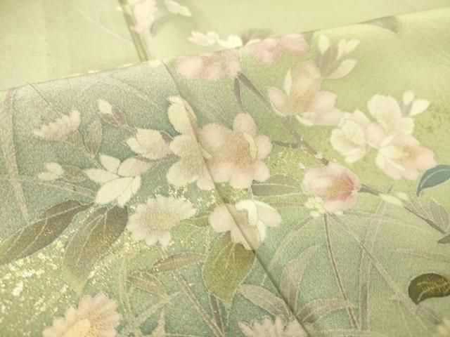 平和屋着物▽訪問着 単衣 草花文 暈し染め 金彩 正絹 逸品 DAAS0754az