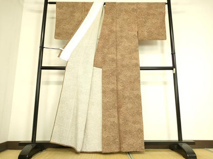 平和屋着物▽上質な小紋 単衣 霞取り花文 正絹 逸品 DAAS0760az