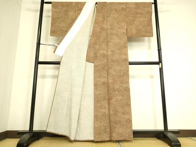 平和屋着物▽上質な小紋 単衣 霞取り花文 正絹 逸品 DAAS0760az