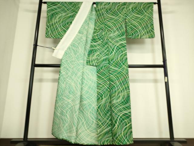平和屋着物▽上質な小紋 単衣 変わり斜線文 正絹 逸品 DAAS0764az