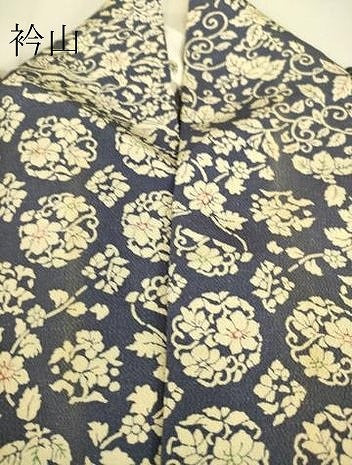 平和屋着物▽上質な小紋 単衣 動物花唐草文 鬼しぼ縮緬 正絹 逸品 DAAS0773az