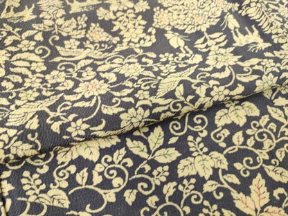 平和屋着物▽上質な小紋 単衣 動物花唐草文 鬼しぼ縮緬 正絹 逸品 DAAS0773az