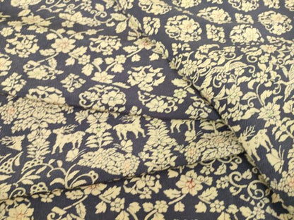 平和屋着物▽上質な小紋 単衣 動物花唐草文 鬼しぼ縮緬 正絹 逸品 DAAS0773az