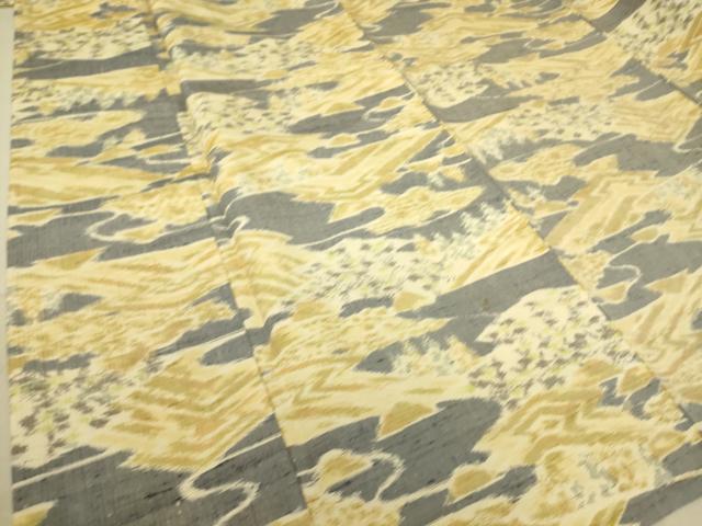 平和屋着物▽上質な紬　単衣　重ね山文　正絹　逸品　DAAS0774az