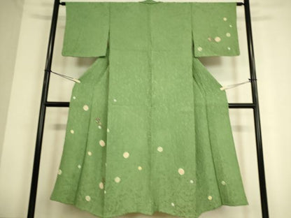 平和屋着物▽訪問着 単衣 総刺繍 絞り 扇面花文 正絹 逸品 DAAS0777az