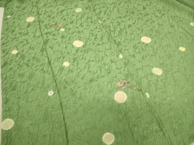 平和屋着物▽訪問着 単衣 総刺繍 絞り 扇面花文 正絹 逸品 DAAS0777az