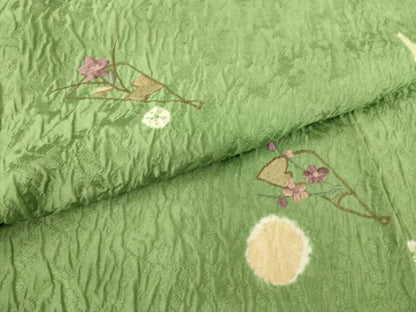 平和屋着物▽訪問着 単衣 総刺繍 絞り 扇面花文 正絹 逸品 DAAS0777az