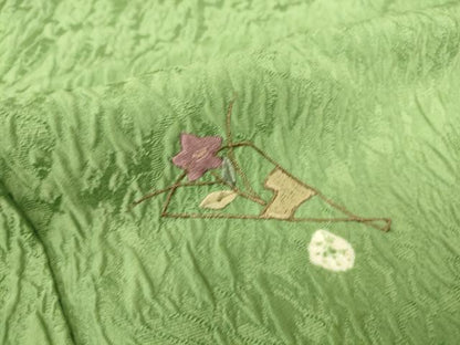 平和屋着物▽訪問着 単衣 総刺繍 絞り 扇面花文 正絹 逸品 DAAS0777az