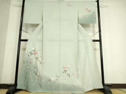 平和屋着物▽訪問着　単衣　友禅　草花文　暈し染め　正絹　逸品　未使用　DAAS0780az