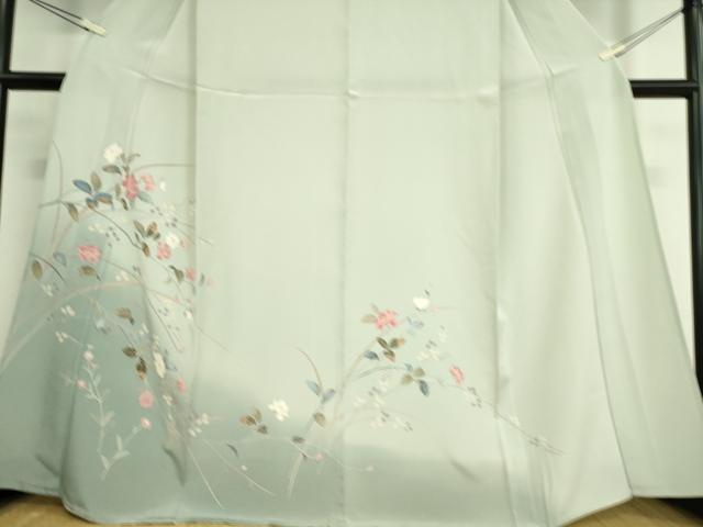 平和屋着物▽訪問着　単衣　友禅　草花文　暈し染め　正絹　逸品　未使用　DAAS0780az