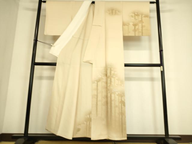 平和屋着物▽訪問着　単衣　樹林風景文　暈し染め　正絹　逸品　DAAS0783az