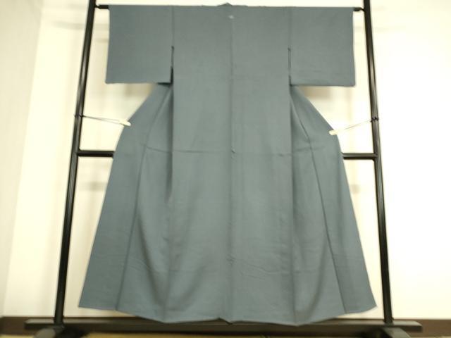 平和屋着物▽上質な色無地 単衣 紗綾型地紋 御召御納戸色 正絹 逸品 DAAS0787az