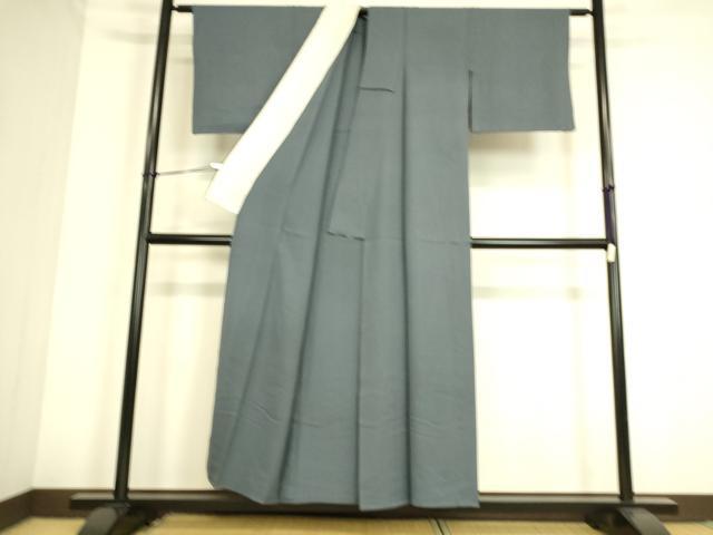 平和屋着物▽上質な色無地 単衣 紗綾型地紋 御召御納戸色 正絹 逸品 DAAS0787az