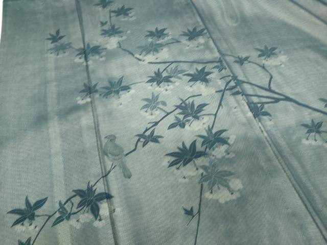 平和屋着物▽訪問着 無双 紗袷 紗×絽 枝花に休み鳥 正絹 逸品 未使用 DAAS0788az