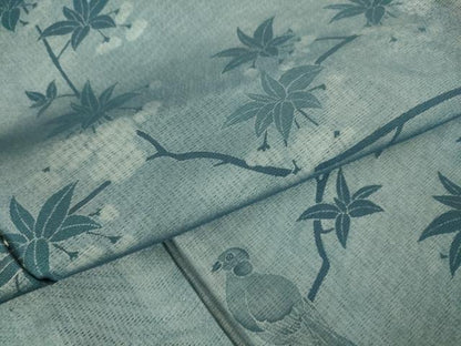 平和屋着物▽訪問着 無双 紗袷 紗×絽 枝花に休み鳥 正絹 逸品 未使用 DAAS0788az