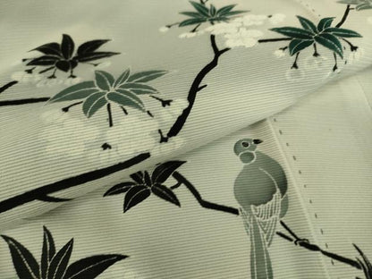 平和屋着物▽訪問着 無双 紗袷 紗×絽 枝花に休み鳥 正絹 逸品 未使用 DAAS0788az
