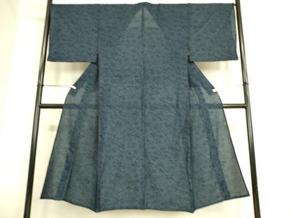 平和屋着物▽男性 小紋 無双 紗袷 紗×絽 草花文 正絹 逸品 DAAS0789az