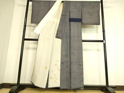 平和屋着物▽訪問着 無双 紗袷 紗×絽 草花文 正絹 逸品 DAAS0790az