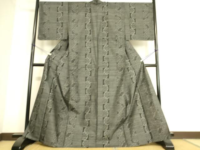 平和屋着物▽本場大島紬 単衣 源氏車間道 正絹 逸品 DAAS0791az