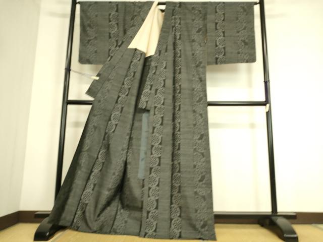 平和屋着物▽本場大島紬 単衣 源氏車間道 正絹 逸品 DAAS0791az