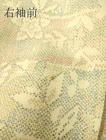 平和屋着物▽本塩沢 単衣 横段花蝶文 正絹 逸品DAAS0794az