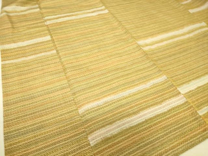 平和屋着物▽上質な紬　単衣　横段文　正絹　逸品　DAAS0795az