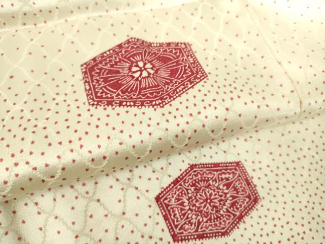 平和屋着物▽上質な小紋 単衣 亀甲花文 正絹 逸品 DAAS0798az
