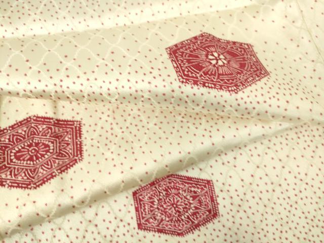 平和屋着物▽上質な小紋 単衣 亀甲花文 正絹 逸品 DAAS0798az