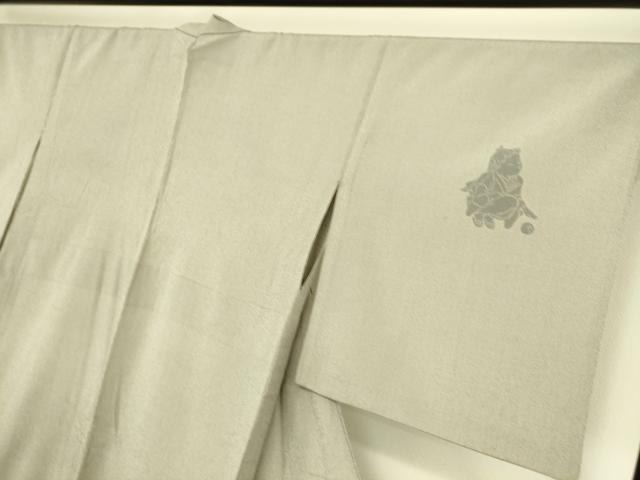 平和屋着物▽本塩沢 訪問着 単衣 やまだ織 童子 正絹 逸品 DAAS0801az