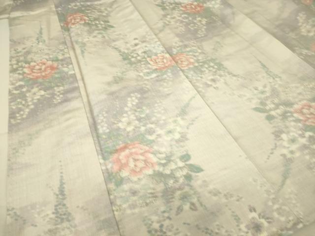 平和屋着物▽上質な紬 単衣 花尽くし 正絹 逸品 DAAS0805az