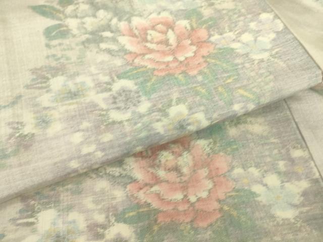 平和屋着物▽上質な紬 単衣 花尽くし 正絹 逸品 DAAS0805az